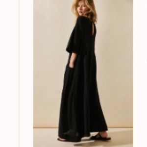 FREE PEOPLE LIVE LIGHT MIDI DRESS 100% COTTON BLACK WITH POCKETS